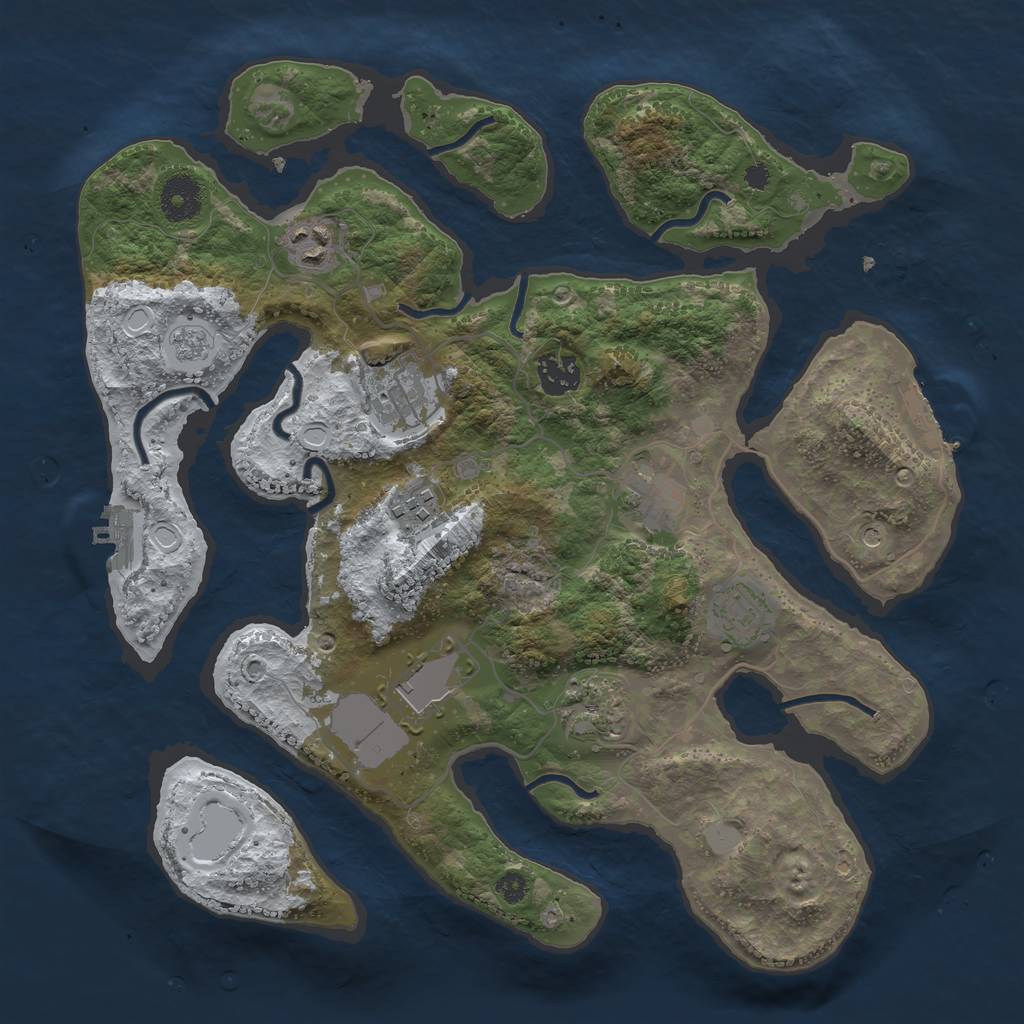 Rust Map: Procedural Map, Size: 3500, Seed: 4017966, 17 Monuments