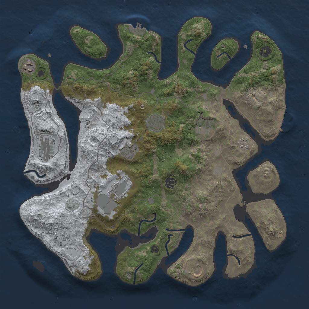 Rust Map: Procedural Map, Size: 4000, Seed: 5499847, 18 Monuments