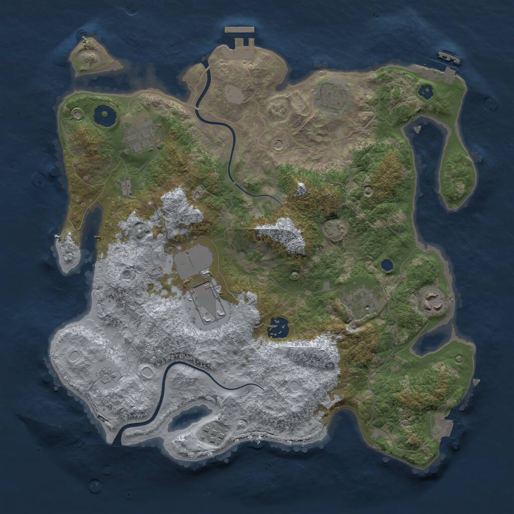 Rust Map: Procedural Map, Size: 3500, Seed: 5489653, 13 Monuments