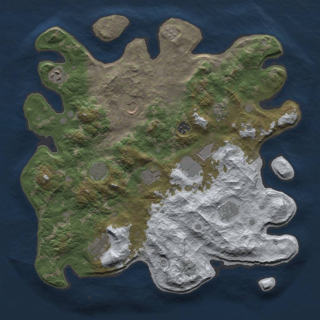 Rust Map: Barren, Size: 4000, Seed: 771143430, 13 Monuments