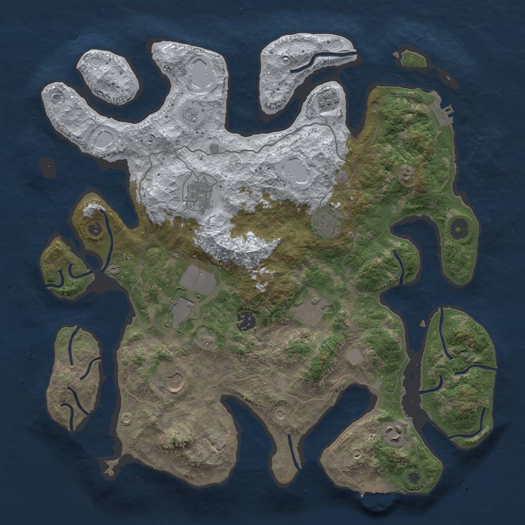 Rust Map: Procedural Map, Size: 4000, Seed: 3060629, 17 Monuments