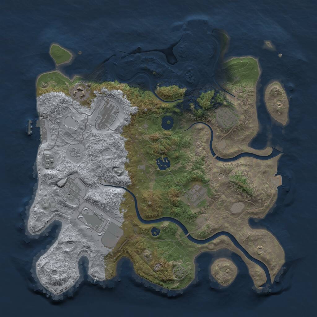 Rust Map: Procedural Map, Size: 3500, Seed: 452877, 14 Monuments