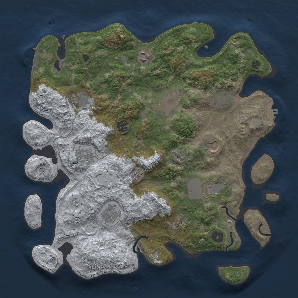 Rust Map: Procedural Map, Size: 3800, Seed: 5596573, 20 Monuments