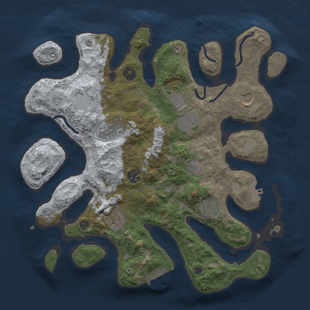 Rust Map: Procedural Map, Size: 3500, Seed: 2983690, 17 Monuments