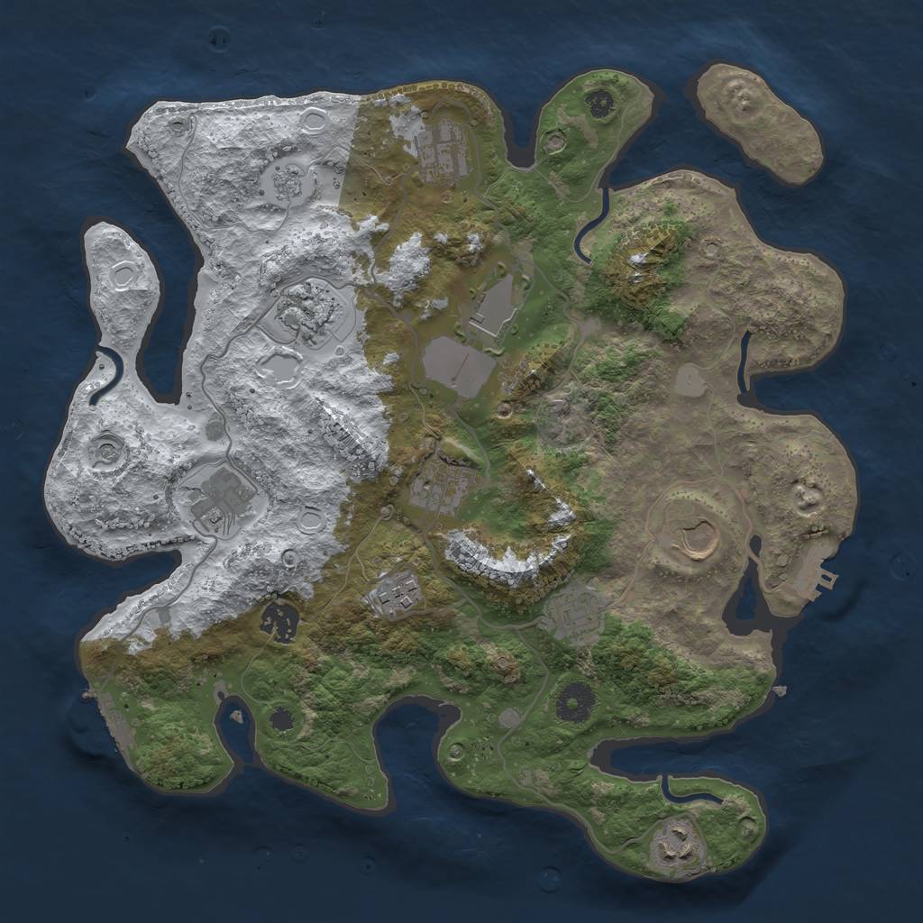 Rust Map: Procedural Map, Size: 3500, Seed: 2418472, 19 Monuments
