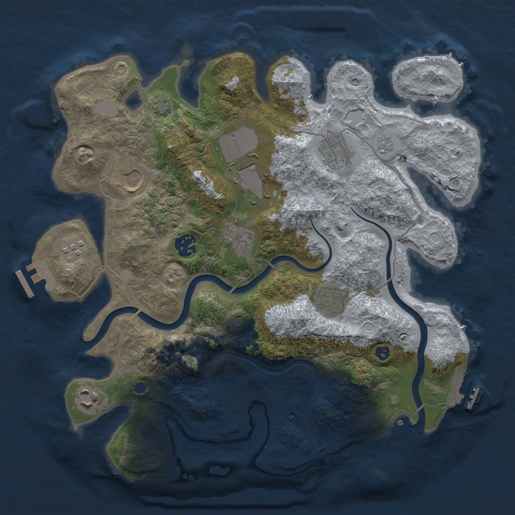 Rust Map: Procedural Map, Size: 3500, Seed: 2936441, 14 Monuments
