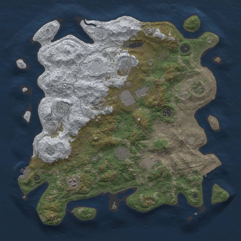 Rust Map: Procedural Map, Size: 4000, Seed: 4192184, 18 Monuments