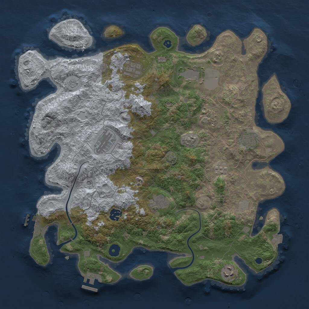Rust Map: Procedural Map, Size: 3900, Seed: 6847, 15 Monuments