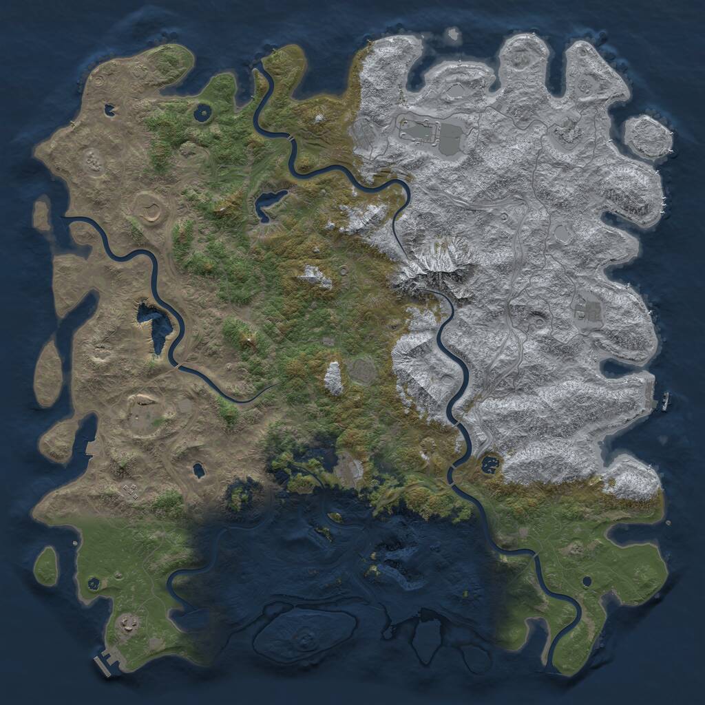 Rust Map: Procedural Map, Size: 6000, Seed: 1071373554, 17 Monuments