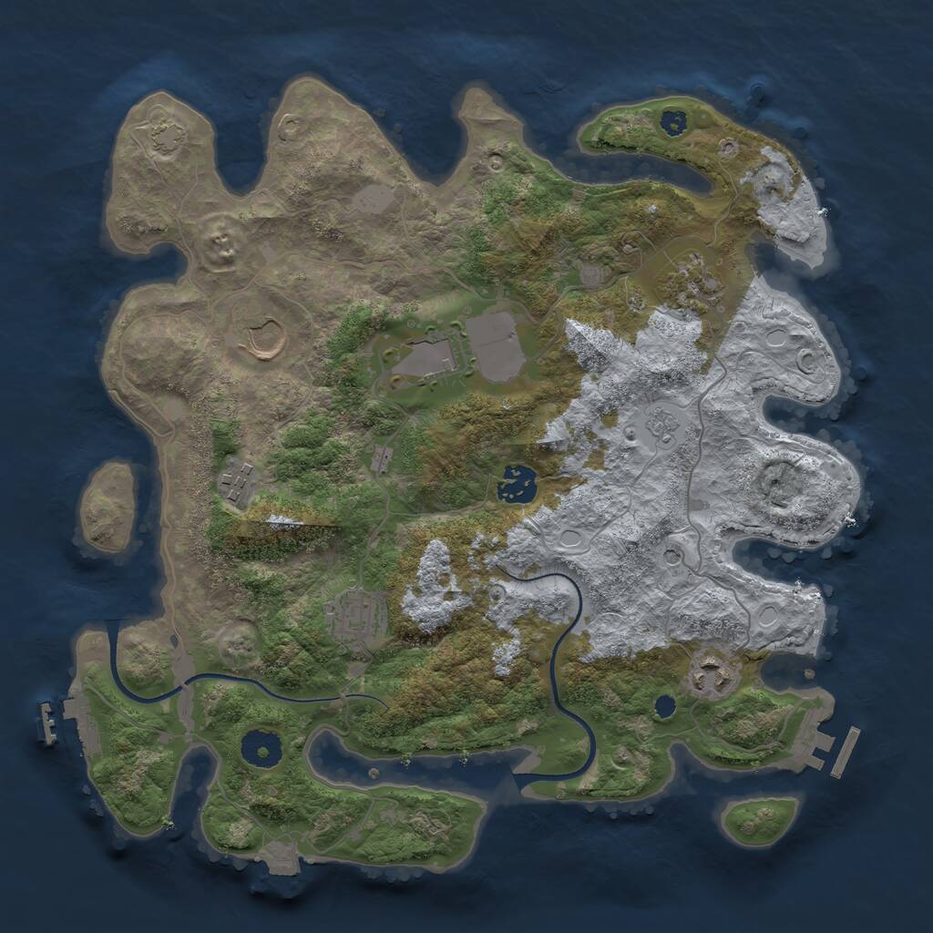Rust Map: Procedural Map, Size: 3500, Seed: 760958, 13 Monuments