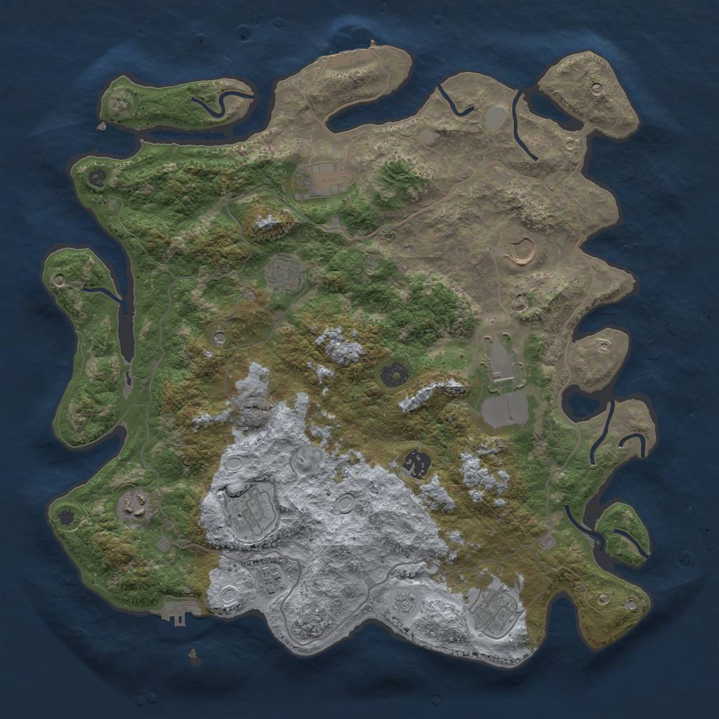 Rust Map: Procedural Map, Size: 4000, Seed: 2713820, 18 Monuments