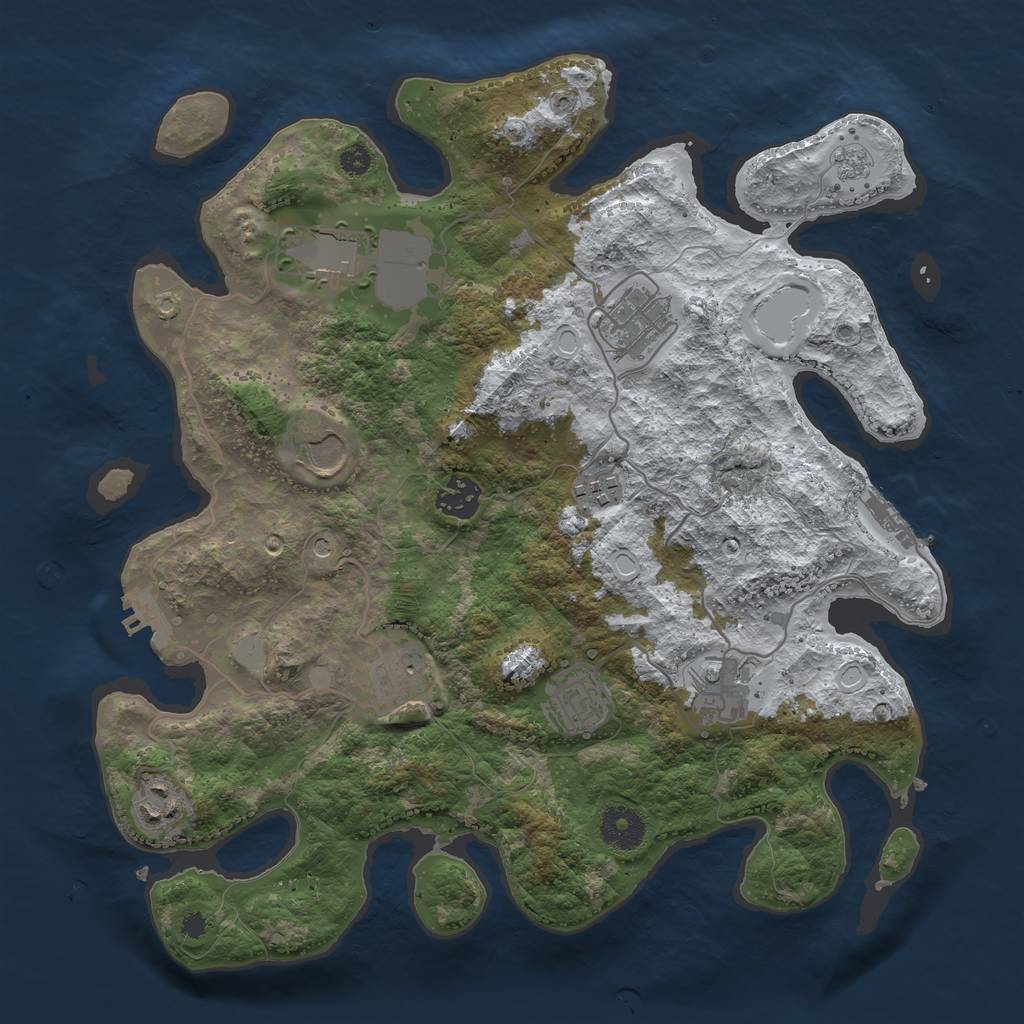 Rust Map: Procedural Map, Size: 3500, Seed: 5325896, 18 Monuments