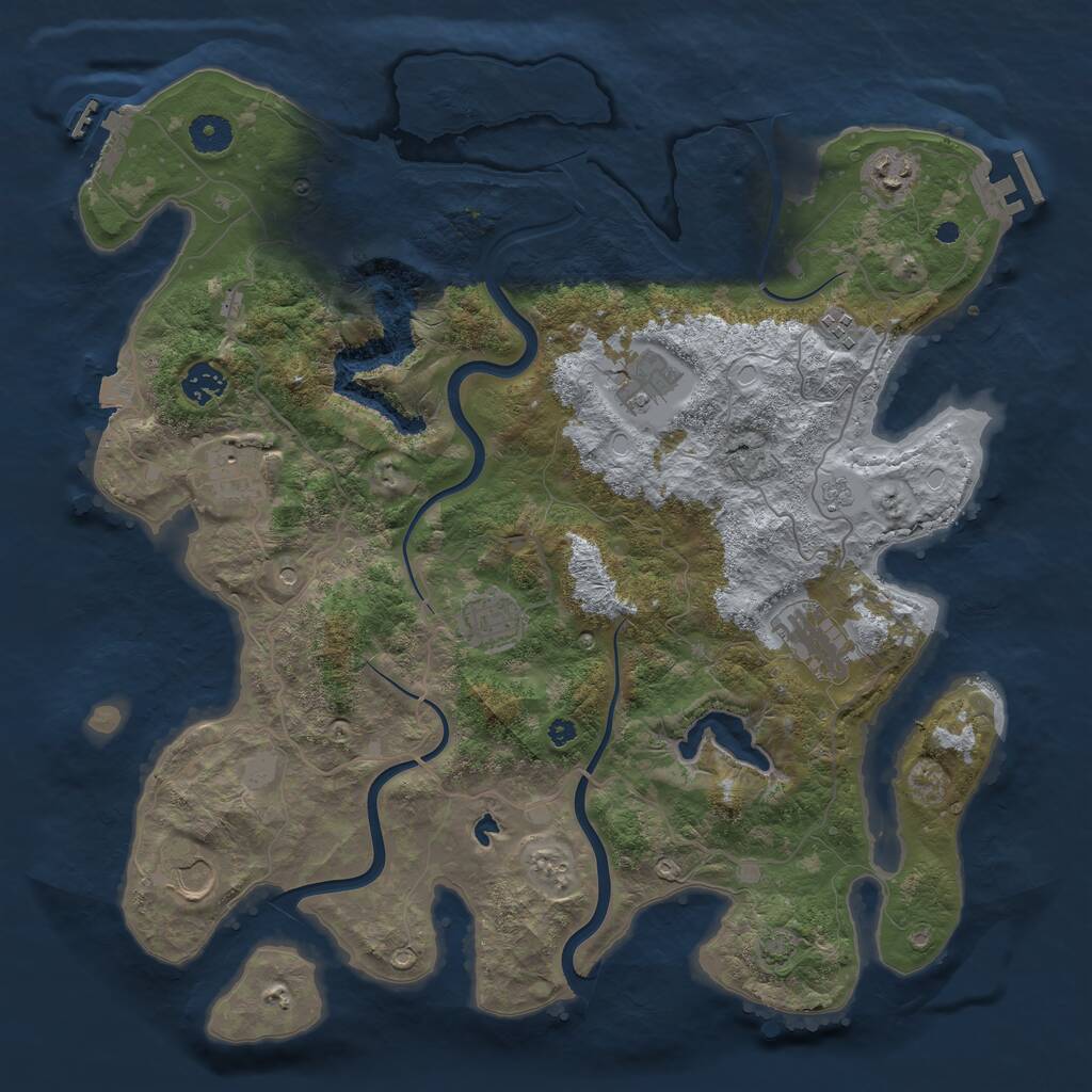 Rust Map: Procedural Map, Size: 4000, Seed: 163843, 14 Monuments
