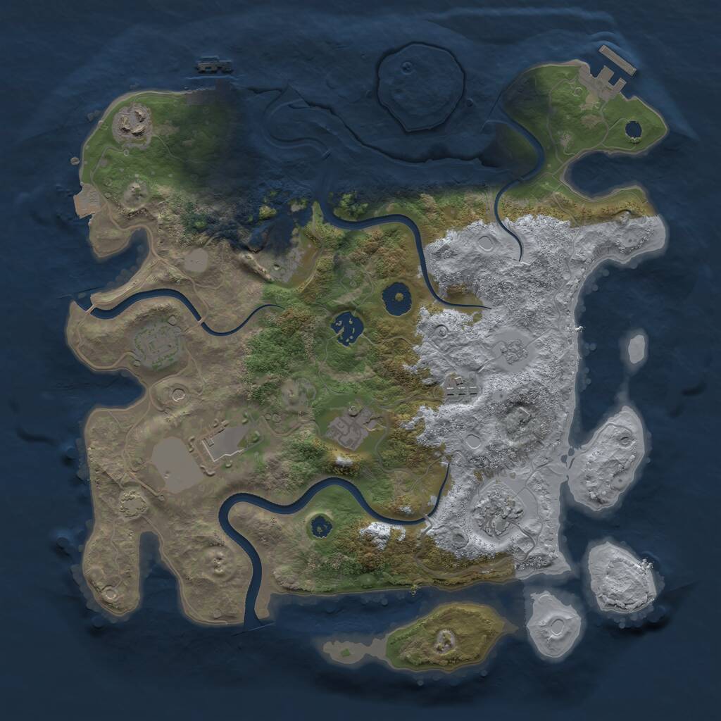 Rust Map: Procedural Map, Size: 3500, Seed: 2128991, 14 Monuments