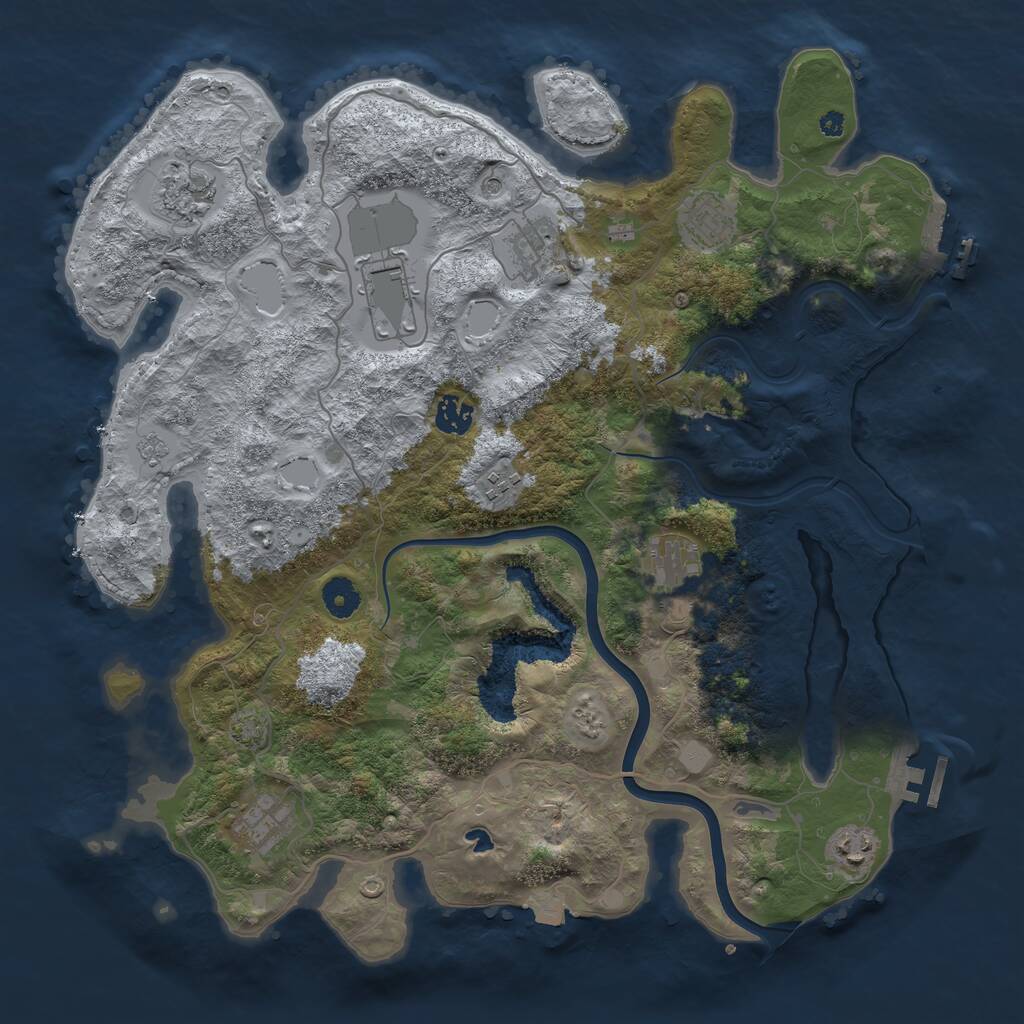 Rust Map: Procedural Map, Size: 4000, Seed: 3554726, 15 Monuments