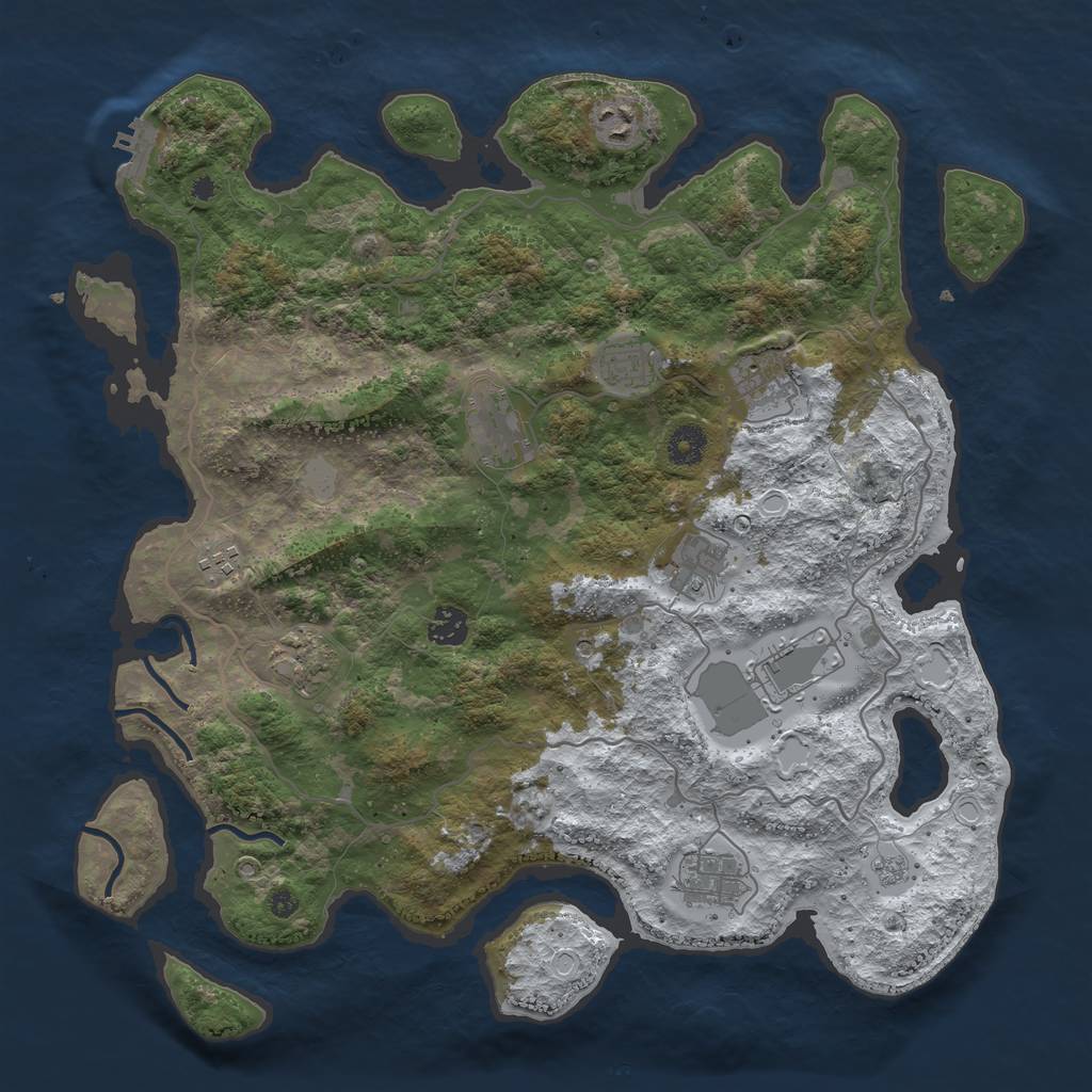 Rust Map: Procedural Map, Size: 4000, Seed: 2874654, 18 Monuments