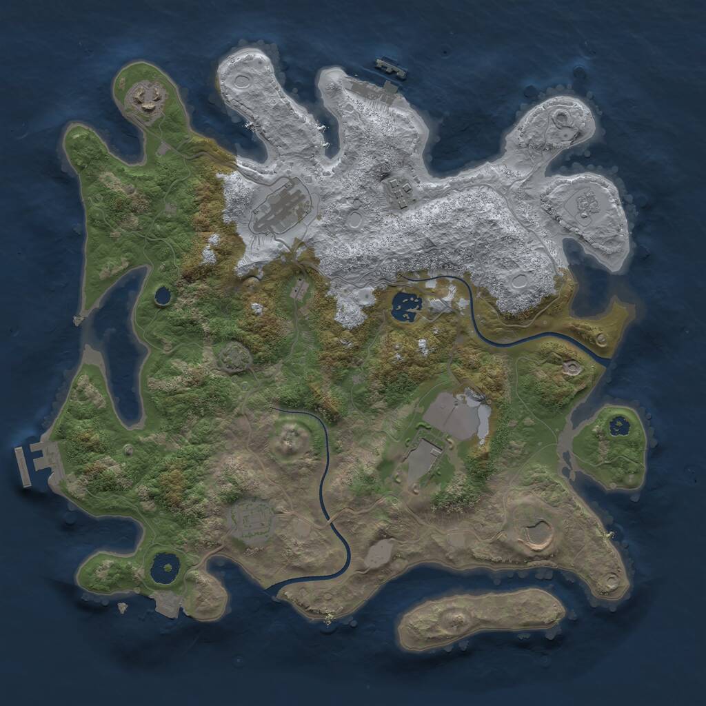 Rust Map: Procedural Map, Size: 3500, Seed: 3586528, 12 Monuments