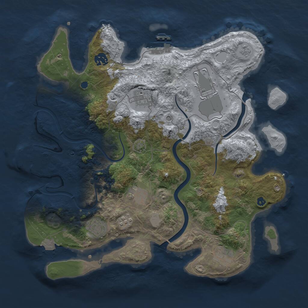 Rust Map: Procedural Map, Size: 3500, Seed: 5441757, 13 Monuments