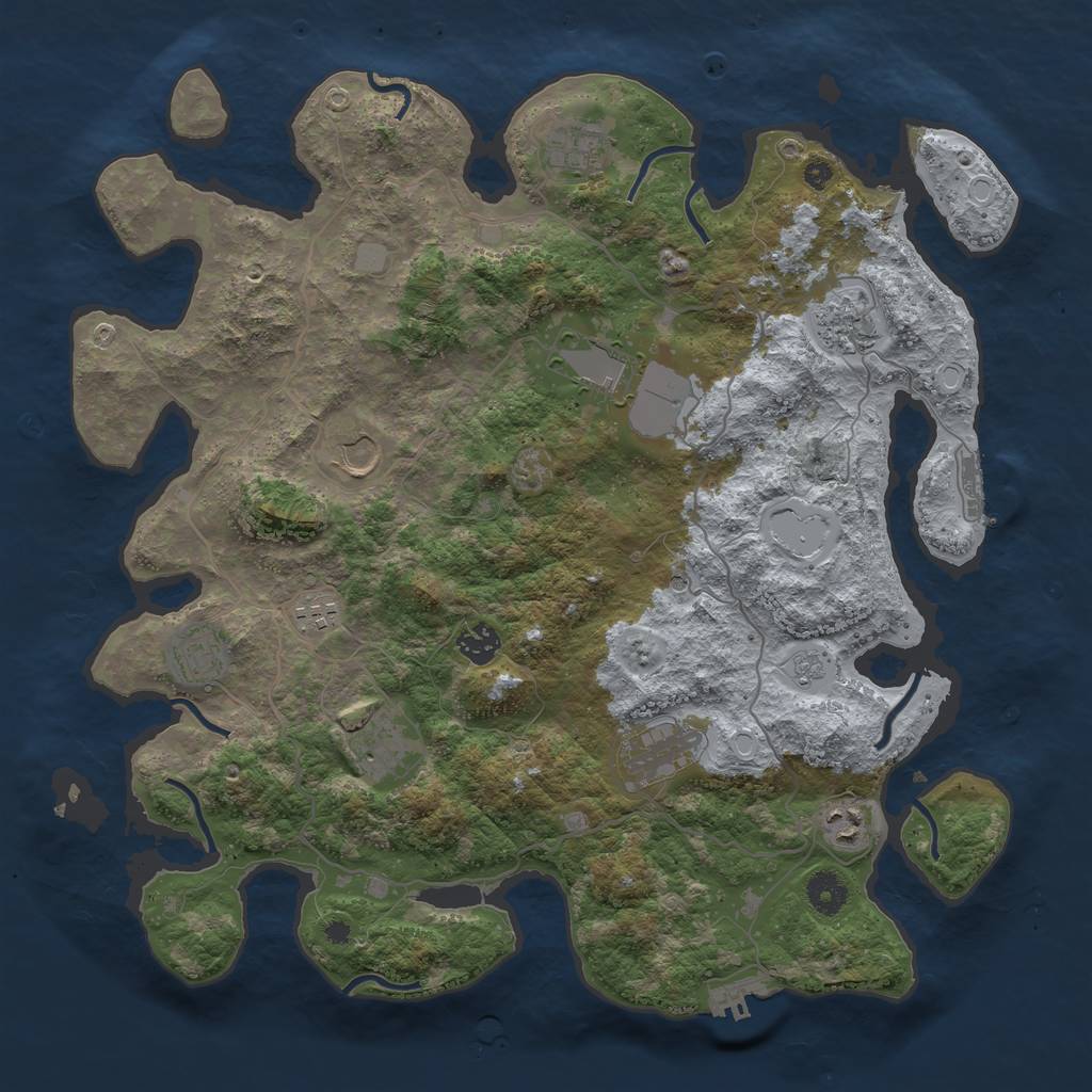 Rust Map: Procedural Map, Size: 4000, Seed: 5127134, 19 Monuments