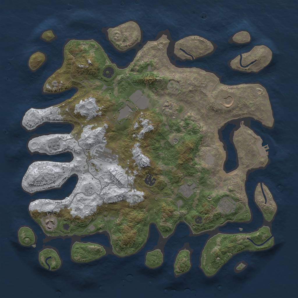 Rust Map: Procedural Map, Size: 4000, Seed: 4167186, 17 Monuments
