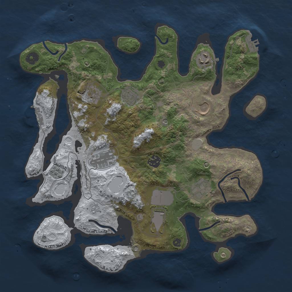 Rust Map: Procedural Map, Size: 3500, Seed: 2658562, 18 Monuments