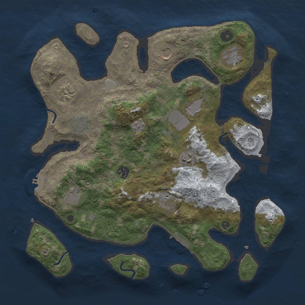Rust Map: Procedural Map, Size: 3800, Seed: 3941284, 19 Monuments