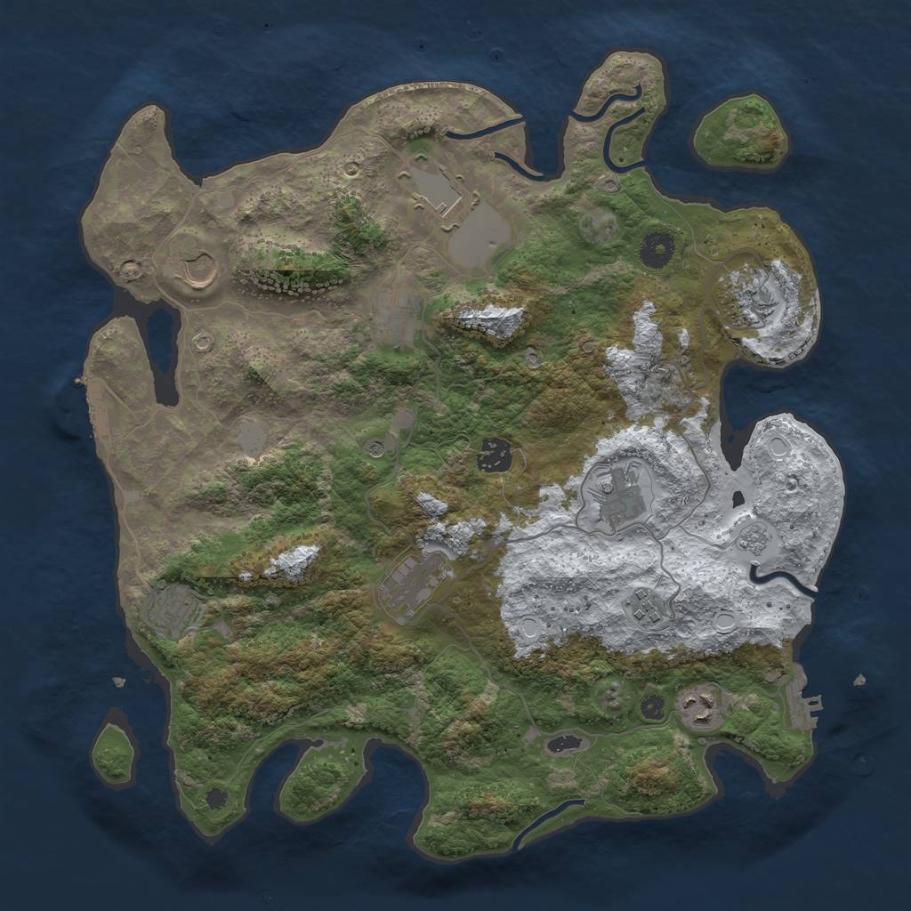 Rust Map: Procedural Map, Size: 3800, Seed: 5342190, 19 Monuments