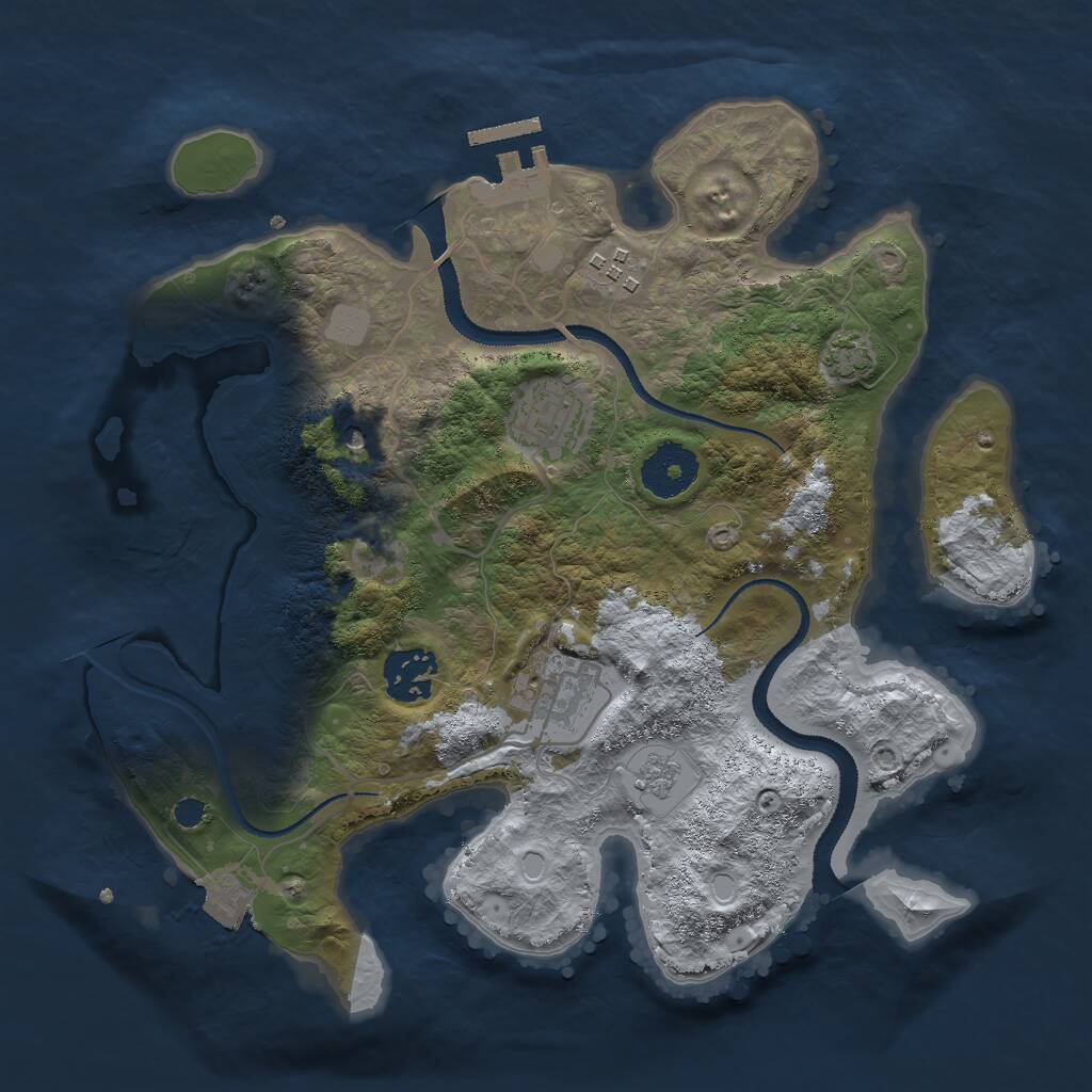 Rust Map: Procedural Map, Size: 3000, Seed: 263121333, 9 Monuments