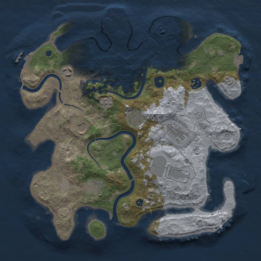 Rust Map: Procedural Map, Size: 3500, Seed: 1048825, 14 Monuments