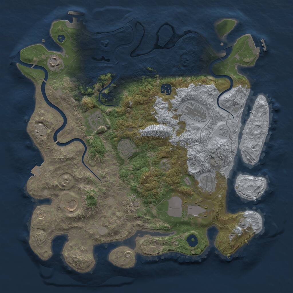 Rust Map: Procedural Map, Size: 3800, Seed: 1501517, 16 Monuments
