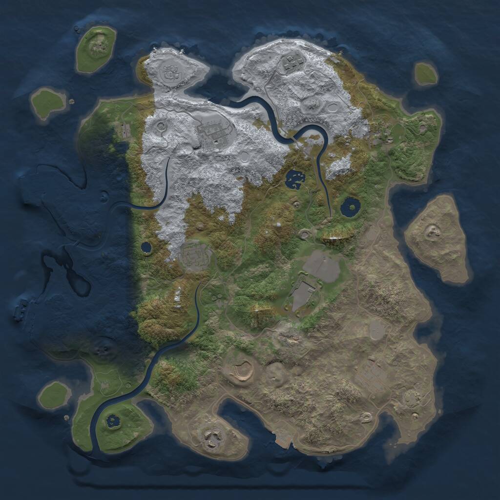 Rust Map: Procedural Map, Size: 3800, Seed: 528385, 15 Monuments