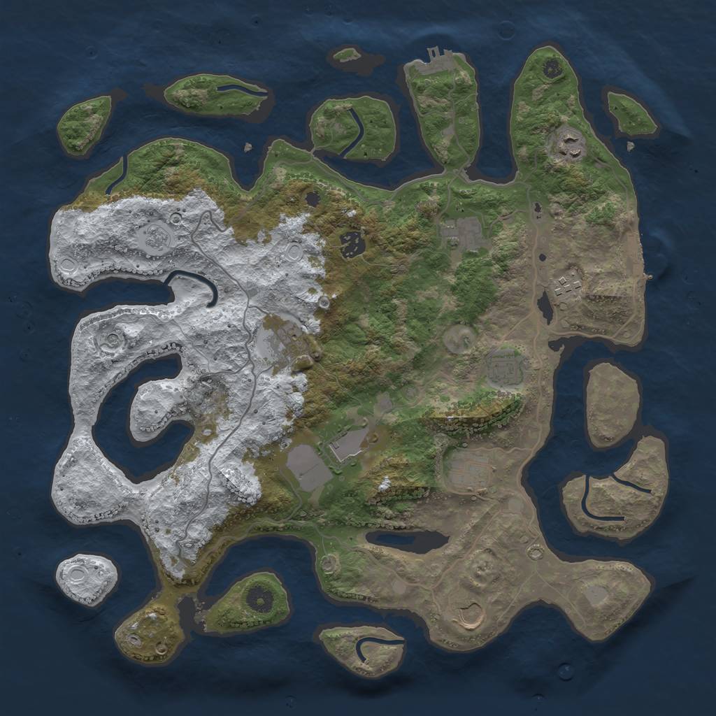 Rust Map: Procedural Map, Size: 4000, Seed: 1011405, 18 Monuments