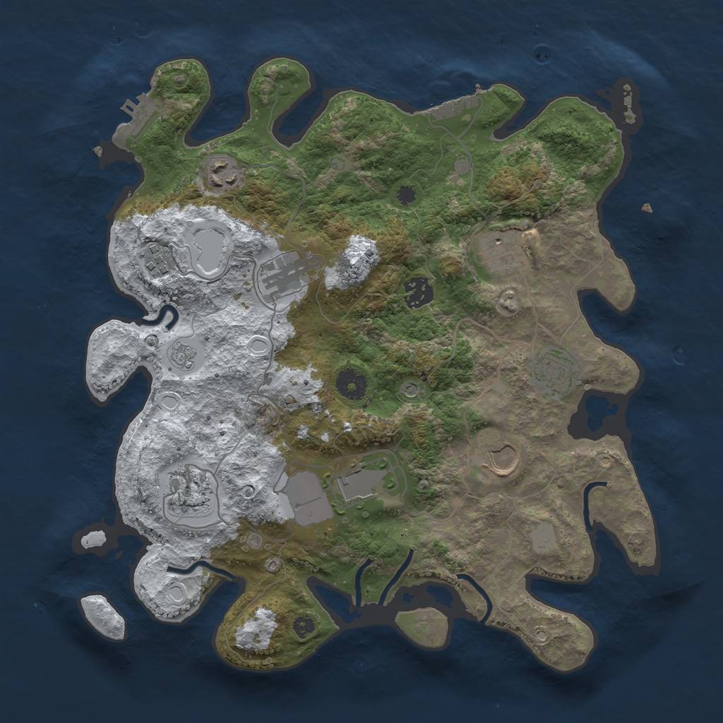 Rust Map: Procedural Map, Size: 3500, Seed: 4008371, 18 Monuments