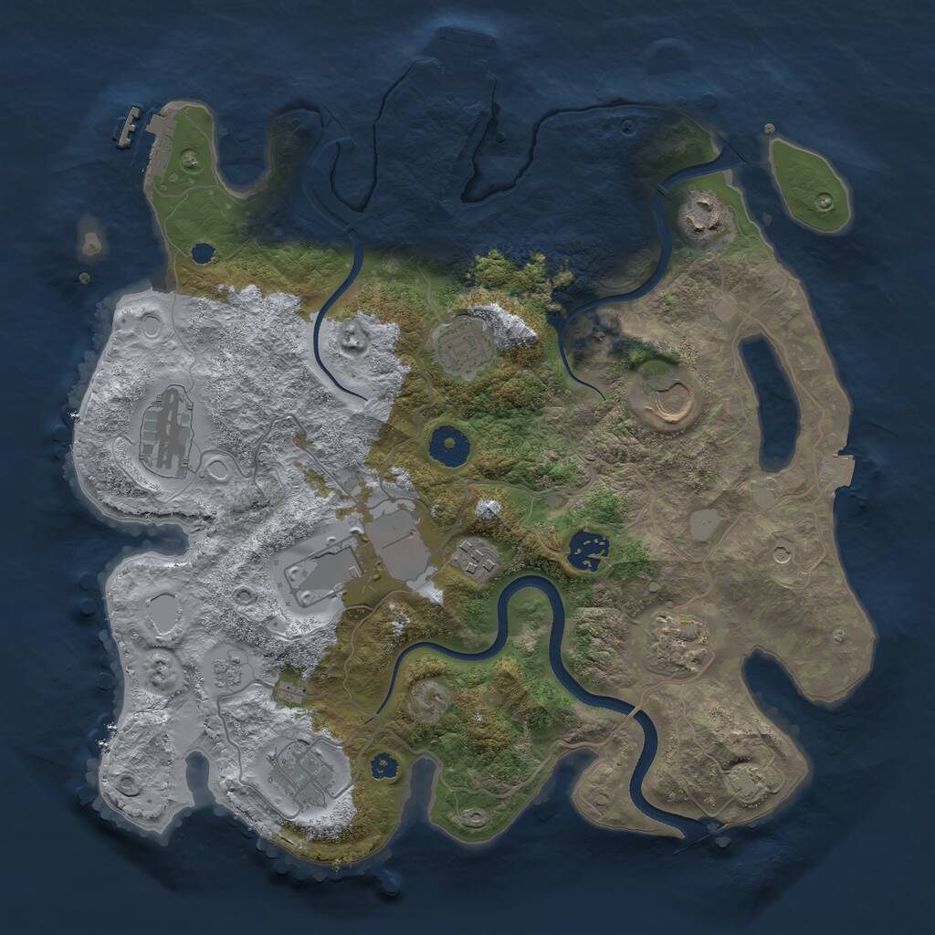 Rust Map: Procedural Map, Size: 3500, Seed: 3446434, 15 Monuments