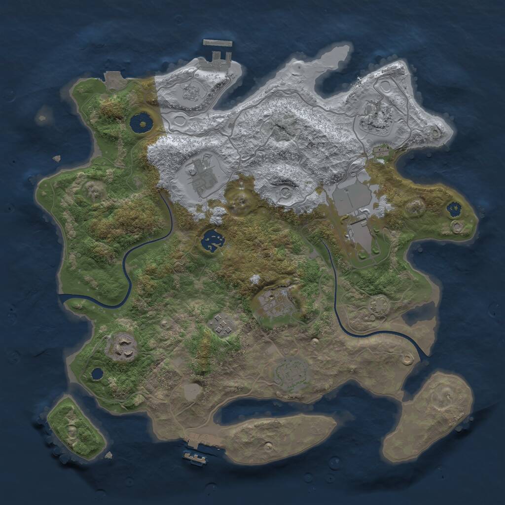 Rust Map: Procedural Map, Size: 3500, Seed: 6199093, 14 Monuments