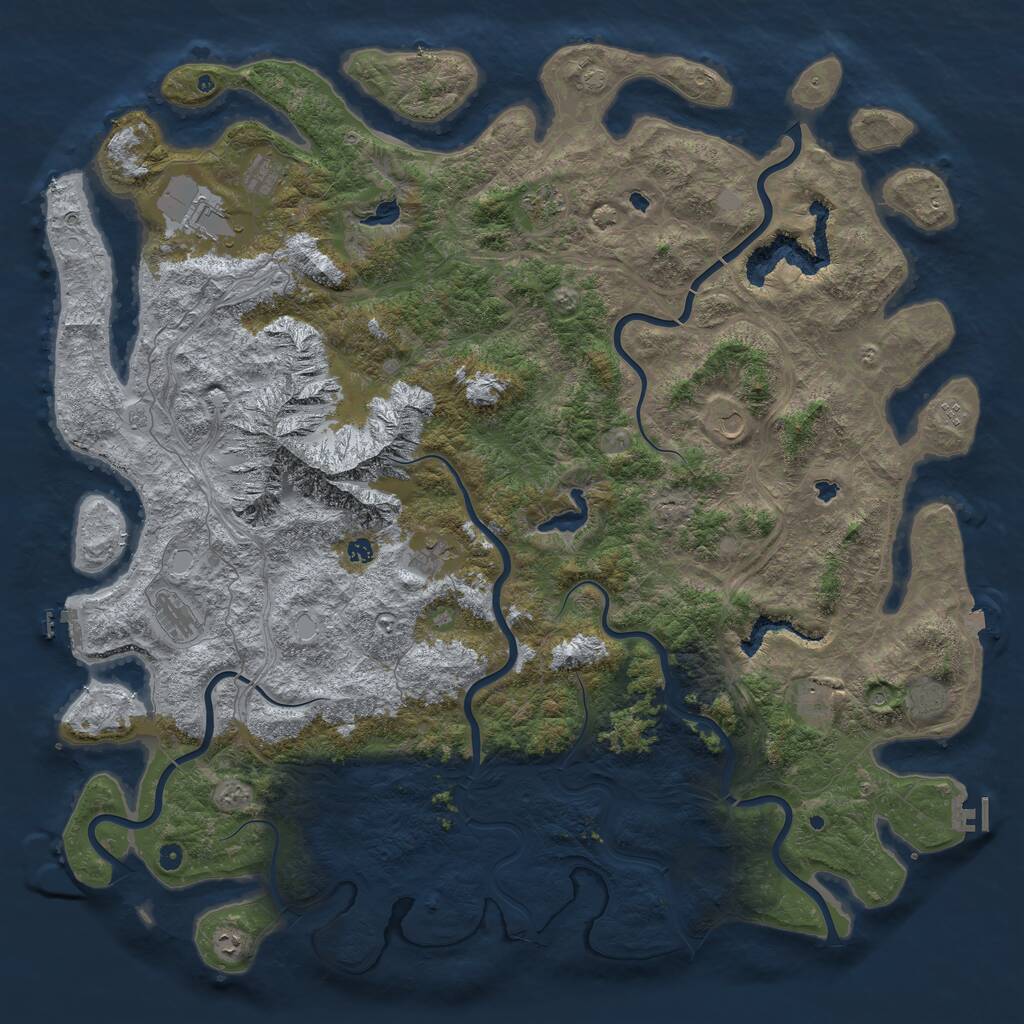 Rust Map: Procedural Map, Size: 6000, Seed: 22319345, 17 Monuments