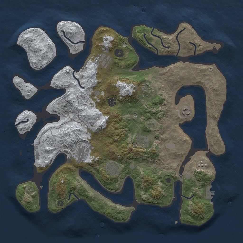 Rust Map: Procedural Map, Size: 4000, Seed: 3336035, 17 Monuments