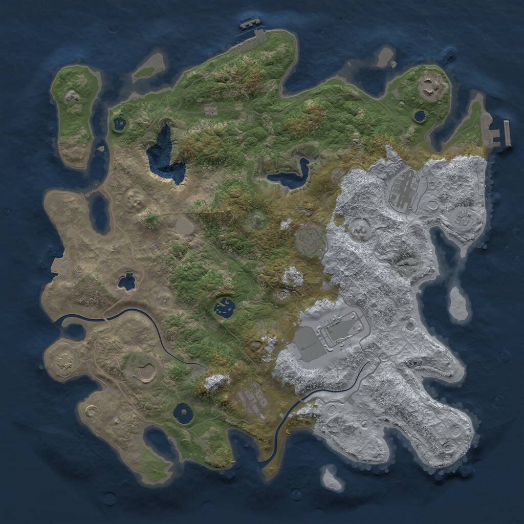 Rust Map: Procedural Map, Size: 4000, Seed: 5393246, 13 Monuments
