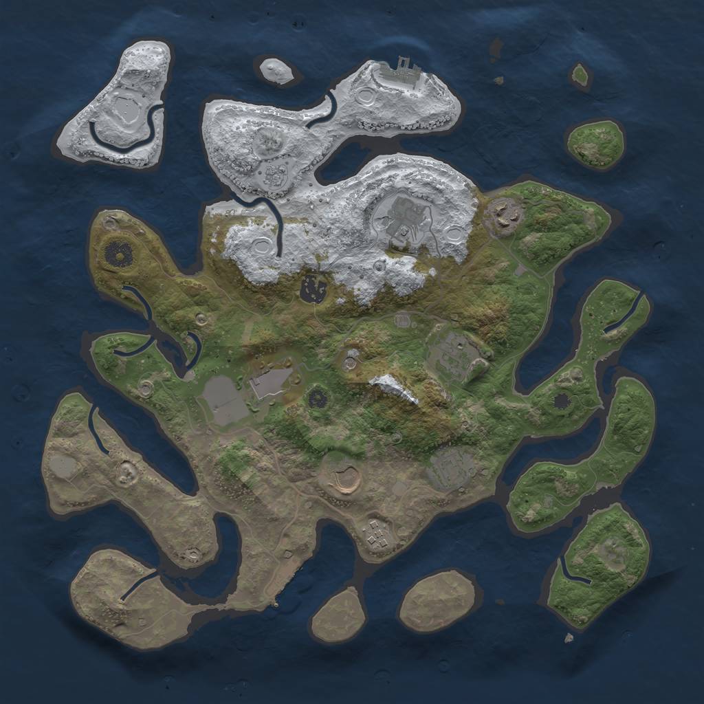 Rust Map: Procedural Map, Size: 3800, Seed: 479347, 17 Monuments