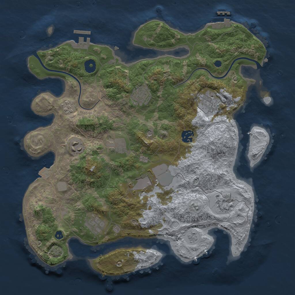 Rust Map: Procedural Map, Size: 3500, Seed: 239088, 15 Monuments