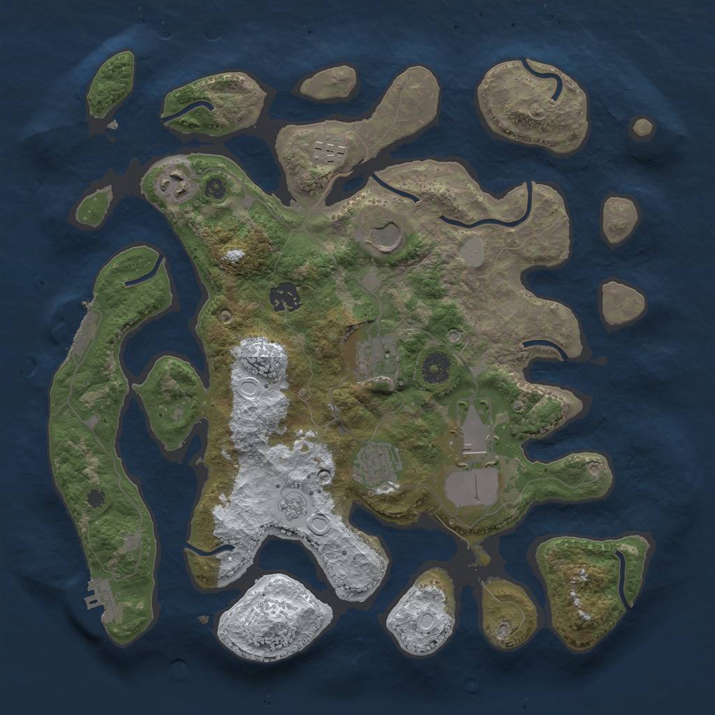 Rust Map: Procedural Map, Size: 3500, Seed: 4144211, 15 Monuments