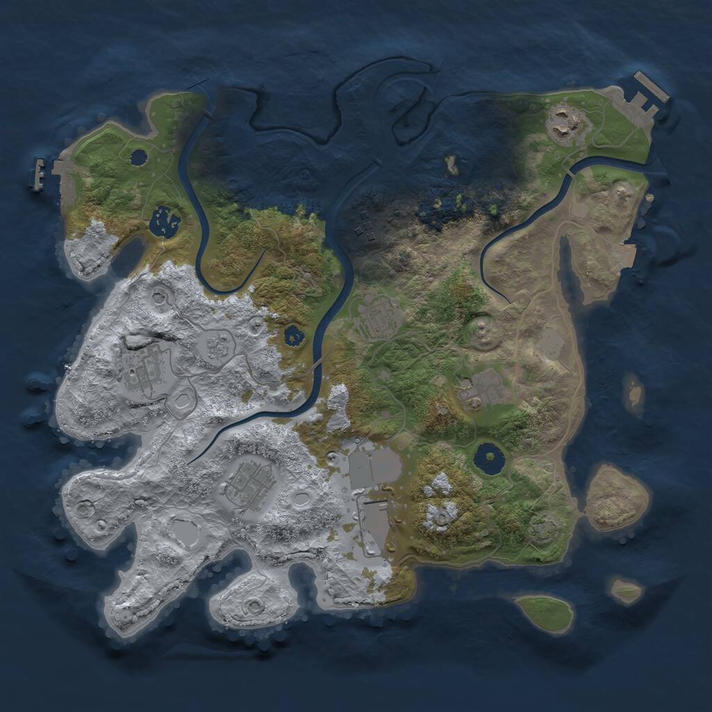 Rust Map: Procedural Map, Size: 3500, Seed: 4688901, 14 Monuments