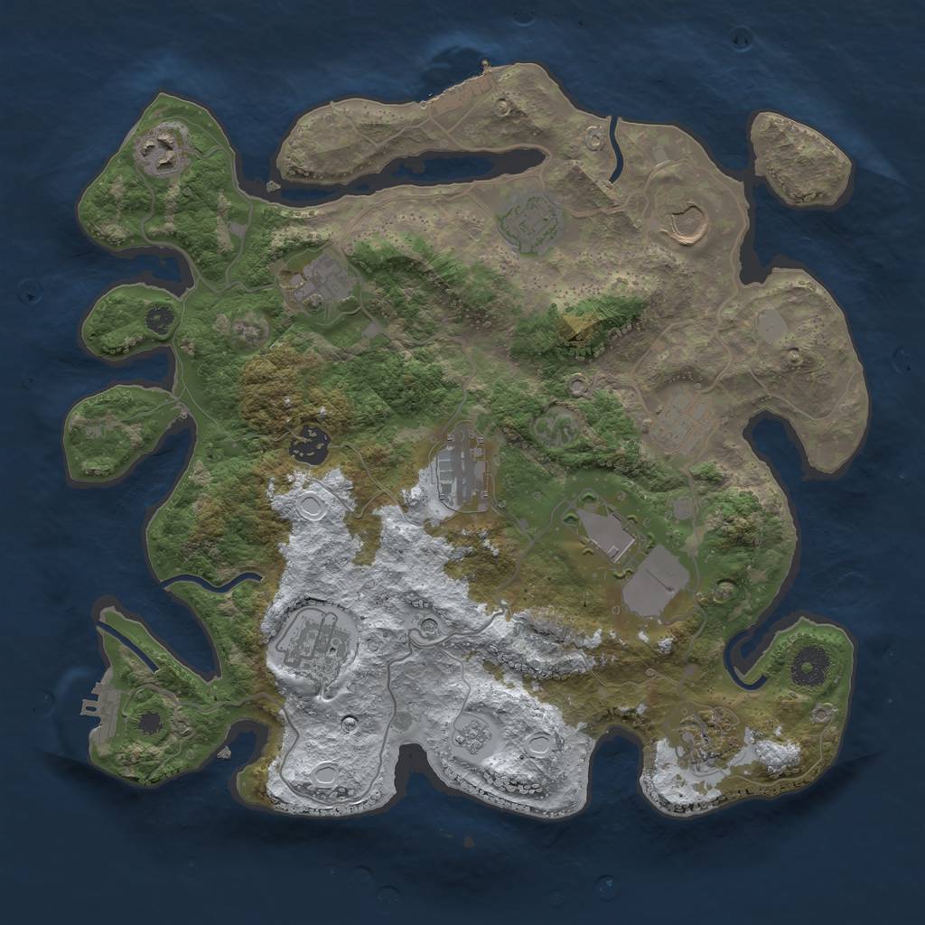 Rust Map: Procedural Map, Size: 3500, Seed: 2720965, 19 Monuments