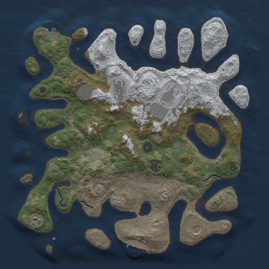 Rust Map: Procedural Map, Size: 4000, Seed: 4184019, 16 Monuments