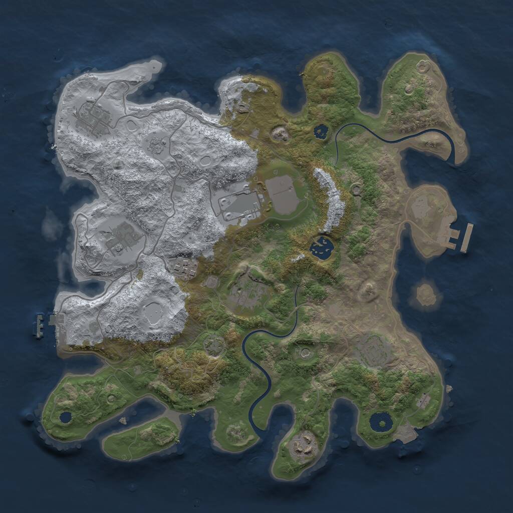 Rust Map: Procedural Map, Size: 3500, Seed: 3832464, 14 Monuments
