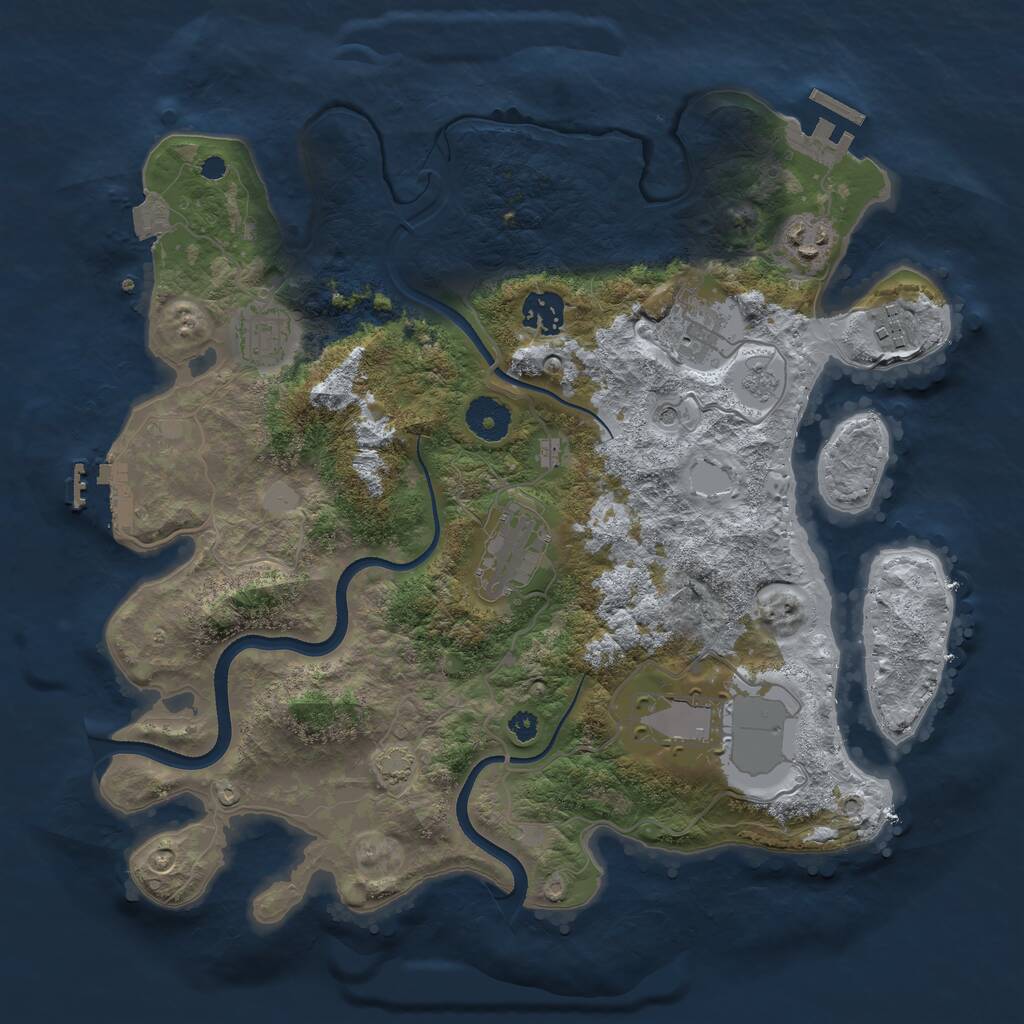 Rust Map: Procedural Map, Size: 3500, Seed: 2745572, 13 Monuments