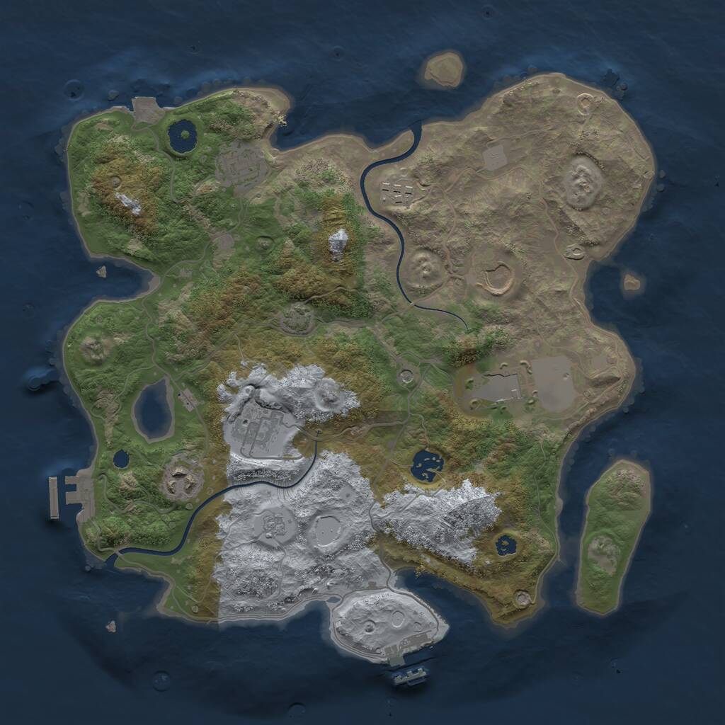 Rust Map: Procedural Map, Size: 3500, Seed: 4030437, 13 Monuments