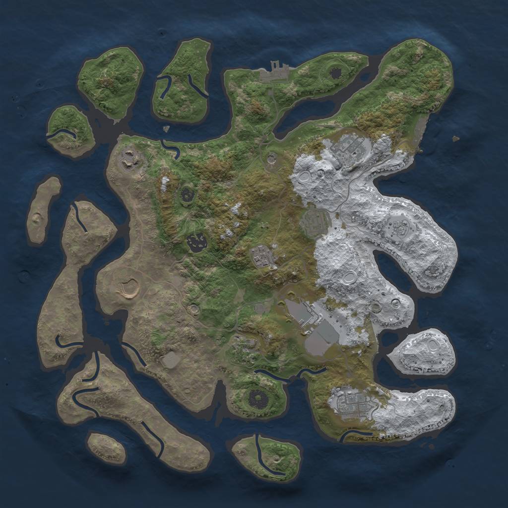 Rust Map: Procedural Map, Size: 3800, Seed: 5592375, 18 Monuments