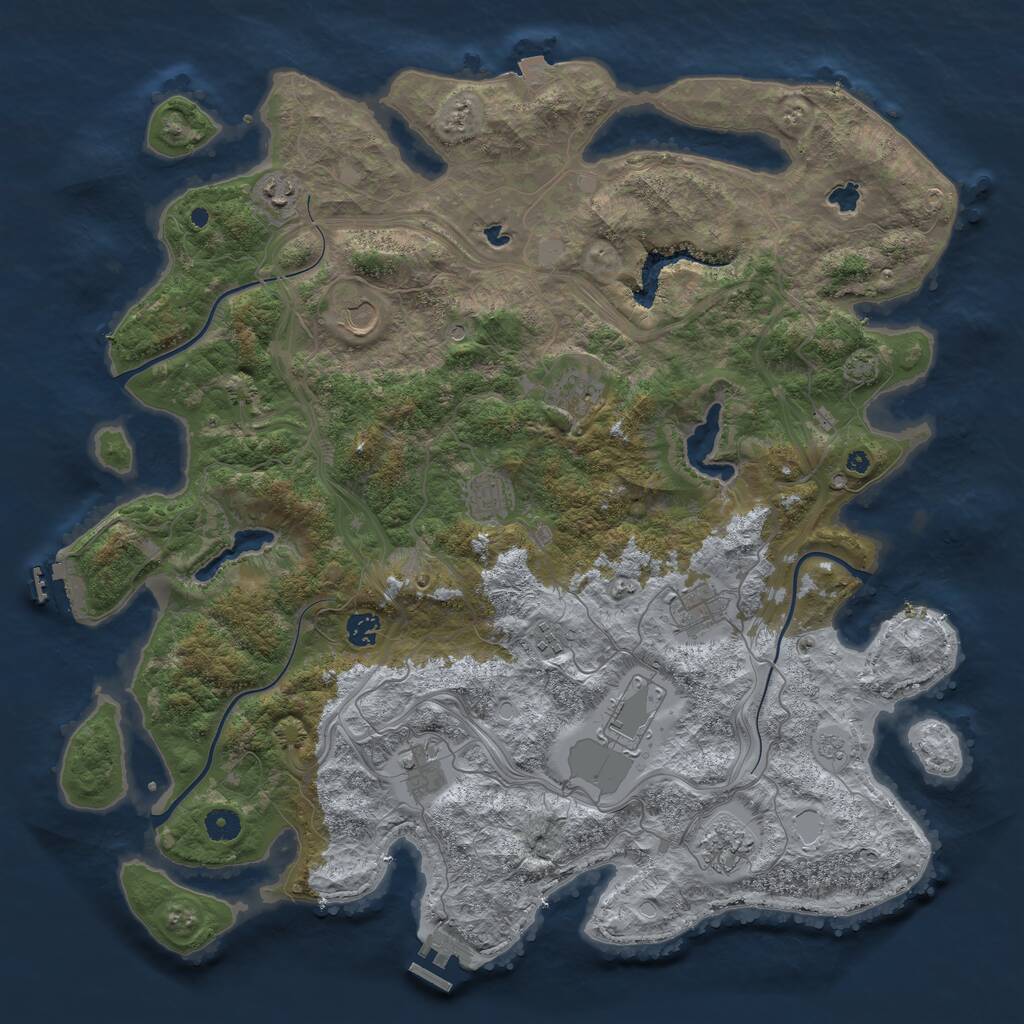 Rust Map: Procedural Map, Size: 4500, Seed: 116987574, 16 Monuments