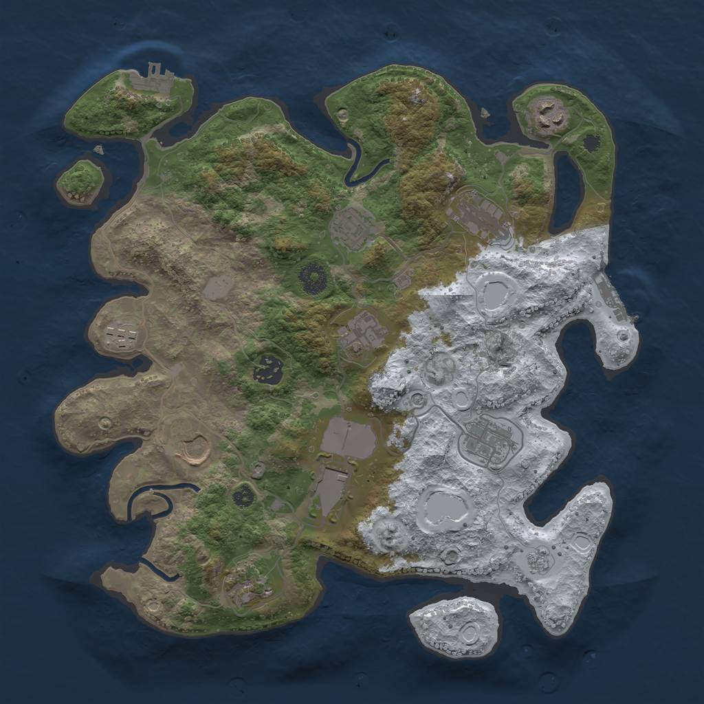 Rust Map: Procedural Map, Size: 3500, Seed: 1419810, 19 Monuments